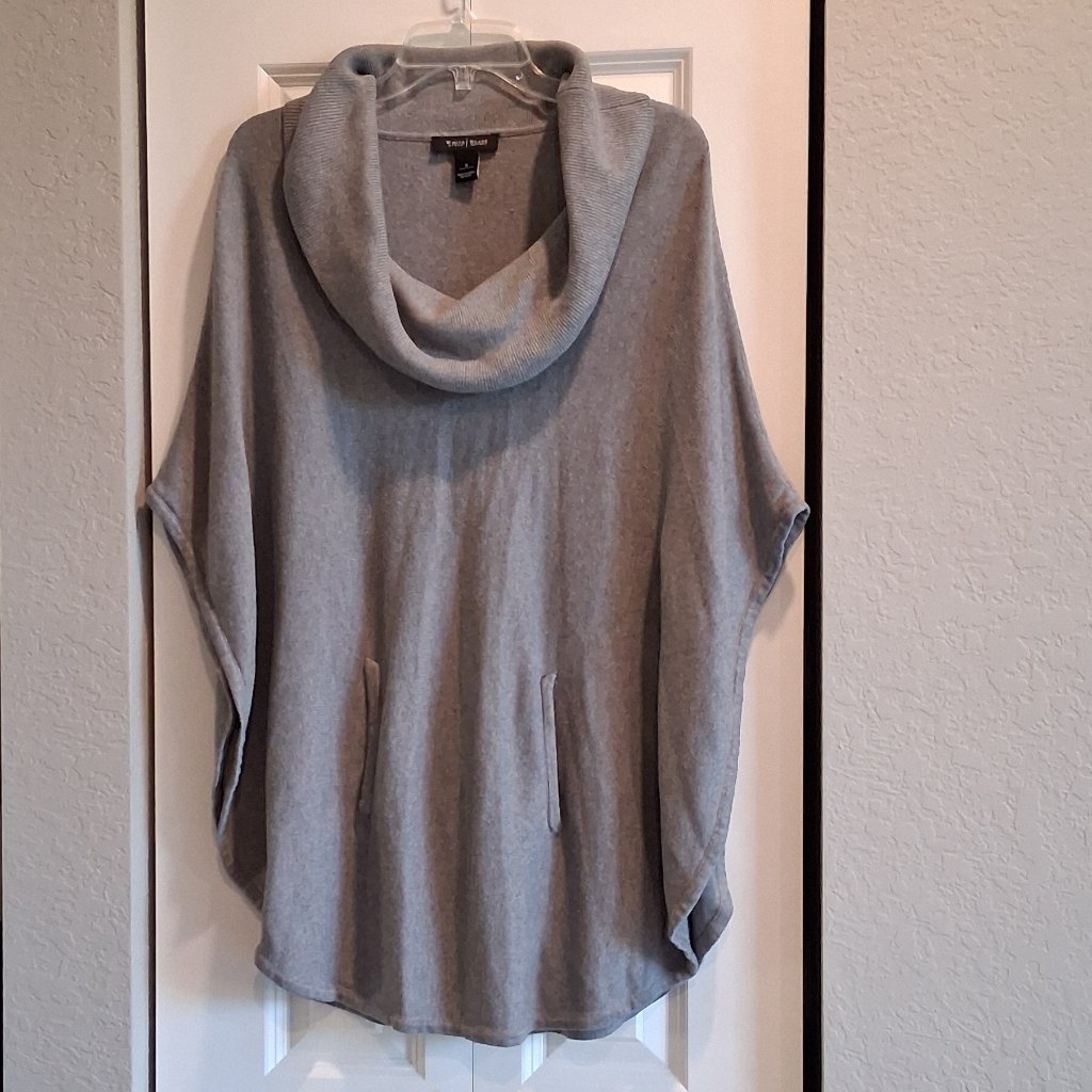 White House Black Market Gray Cowl Neck Poncho Sweater Women's Size S